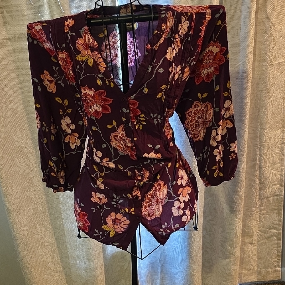 St. John's Bay Purple Floral Wrap Blouse